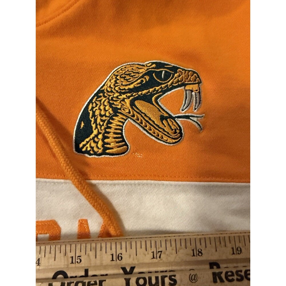 FAMU Florida A&M Champion Embroidered Gray Orange Hoodie Women’s Sz M Rattlers ￼ - Picture 6 of 7